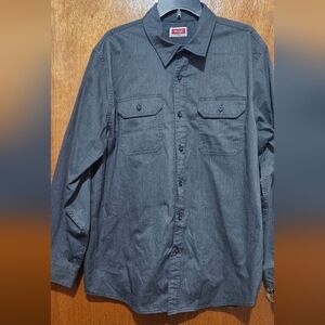 Wrangler long-sleeved shirt/men's/dark gray/classic fit/size XL